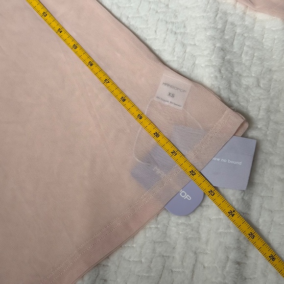 Pink Mesh Long Sleeve Top XS | Mangopop | Sheer Layering NWT - Picture 5 of 5